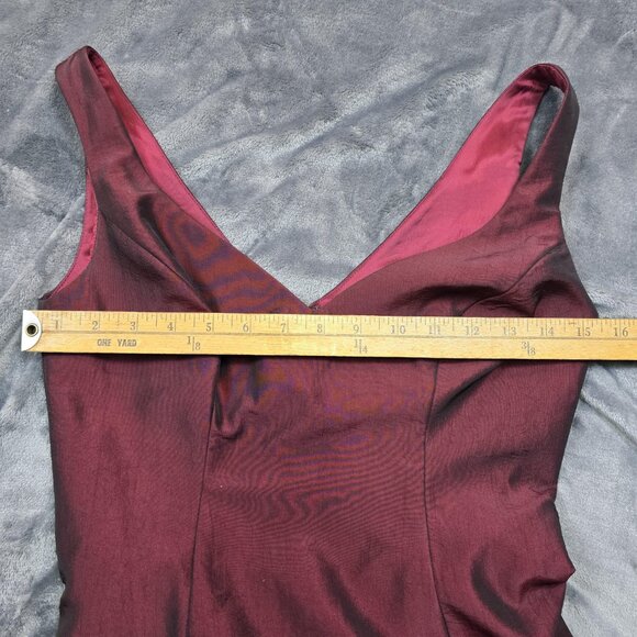 ABS Evening Allen Schwartz Dress Womens 2 Burgundy A-Line Tulle Formal Gown - Picture 10 of 12